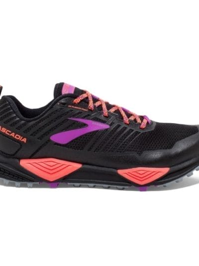 Fitness Mania - Brooks Cascadia 13 - Womens Trail Running Shoes - Black/Coral/Purple
