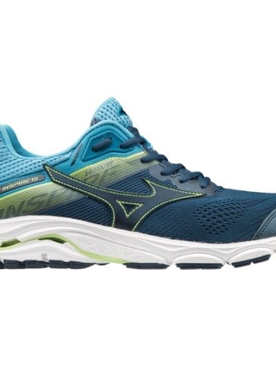 Fitness Mania - Mizuno Wave Inspire 15 - Mens Running Shoes - Blue Wing Teal/Sharp Green