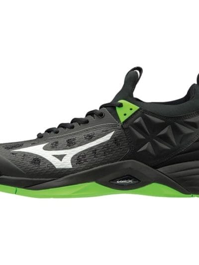 Fitness Mania - Mizuno Wave Momentum - Mens Indoor Court Shoes - Black/Green Gecko