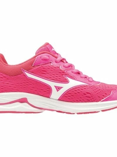 Fitness Mania - Mizuno Wave Rider 22 - Kids Girls Running Shoes - Pink Glo/Port Royal