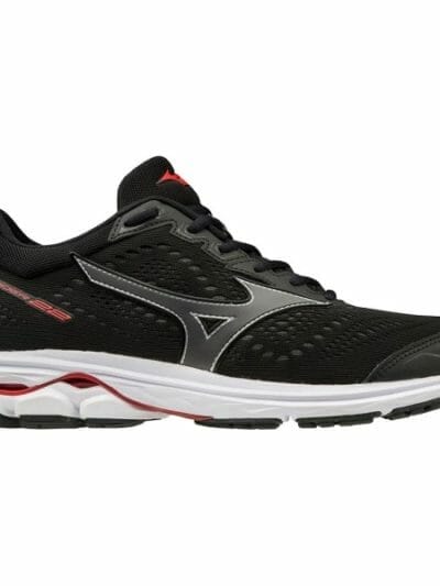 Fitness Mania - Mizuno Wave Rider 22 - Mens Running Shoes - Black/Flame Scarlet