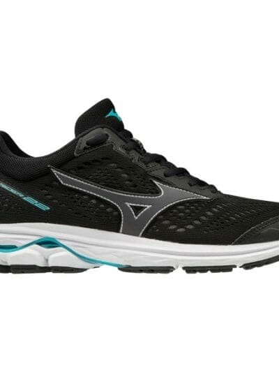 Fitness Mania - Mizuno Wave Rider 22 - Womens Running Shoes - Black/Blue Curacao