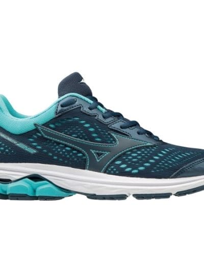 Fitness Mania - Mizuno Wave Rider 22 - Womens Running Shoes - Blue Wing Teal/Hibiscus