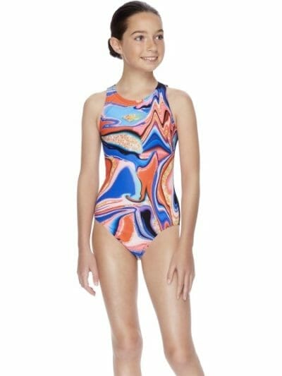 Fitness Mania - Speedo Marble Craze Kids Girls One Piece Turbo Swimsuit - Multi