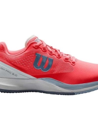 Fitness Mania - Wilson Rush Pro 3.0 Womens Tennis Shoes - Fiery Coral/White/Cashmere Blue