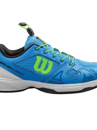 Fitness Mania - Wilson Rush Pro Junior QL - Kids Tennis Shoes - Brilliant Blue/White/Gecko Green