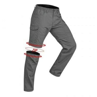 Fitness Mania - Men's Zip off Convertible Hiking Trousers Forclaz 100 - Dark Grey