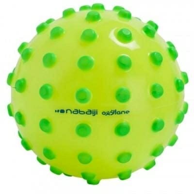 Fitness Mania - Neon yellow ball with green foam studs. Approximately 15cm in diameter