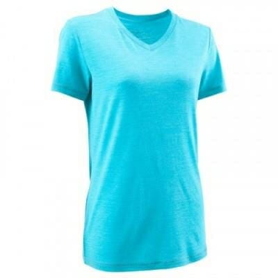 Fitness Mania - Women's Short-Sleeved Hiking T-Shirt Techhwool 155 - Turquoise