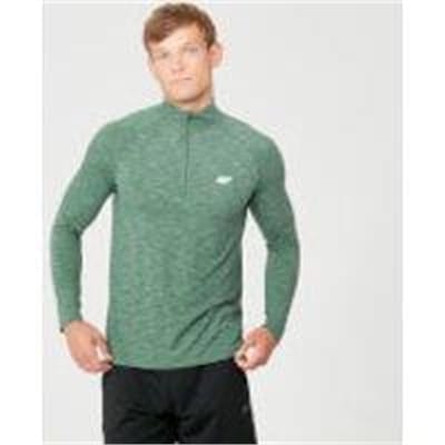 Fitness Mania - Performance 1/4 Zip Top - Dark Green Marl - S - Dark Green Marl