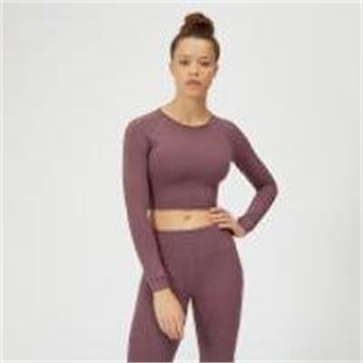 Fitness Mania - Power Long Sleeve Crop Top - Mauve - L - Mauve