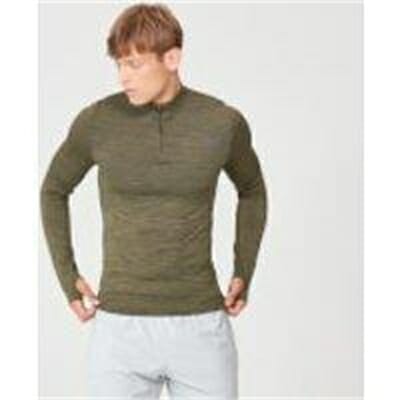 Fitness Mania - Sculpt Seamless 1/4 Zip Top - Light Olive - L - Light Olive