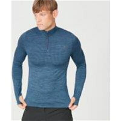 Fitness Mania - Sculpt Seamless 1/4 Zip Top - Petrol Blue - L - Petrol Blue