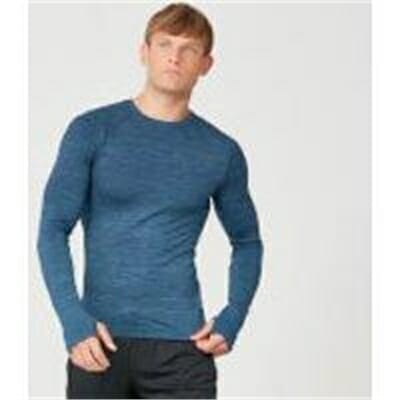 Fitness Mania - Sculpt Seamless Long Sleeve T-Shirt - Petrol Blue - L - Petrol Blue