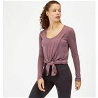 Fitness Mania - Twist Long Sleeve T-Shirt - Mauve - L - Mauve