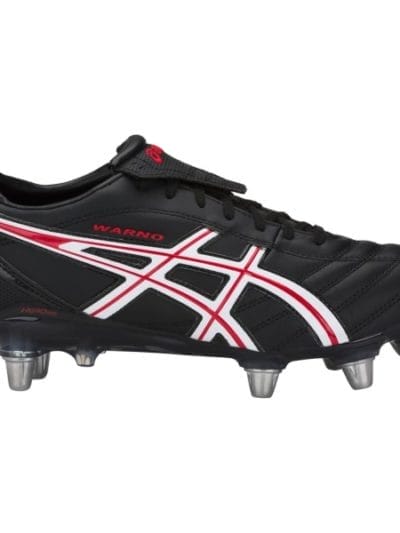 Fitness Mania - Asics Lethal Warno ST 2 - Mens Rugby Boots - Black/Classic Red