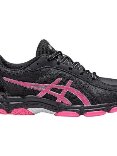 Fitness Mania - Asics Netburner Super GS - Kids Girls Netball Shoes - Black/Hot Pink