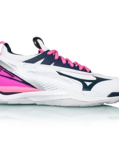 Fitness Mania - Mizuno Wave Mirage 2 - Womens Netball Shoes - White/Pink/Navy + Free Netball