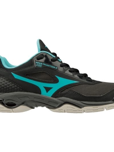 Fitness Mania - Mizuno Wave Phantom 2 - Womens Netball Shoes - Black/Blue Curacao + Free Netball