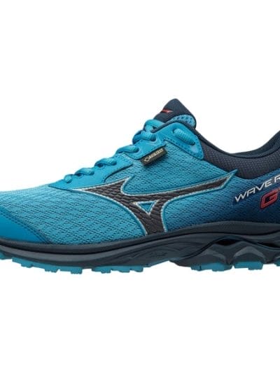 Fitness Mania - Mizuno Wave Rider 22 GTX - Mens Trail Running Shoes - Bluejay/Flame Scarlet