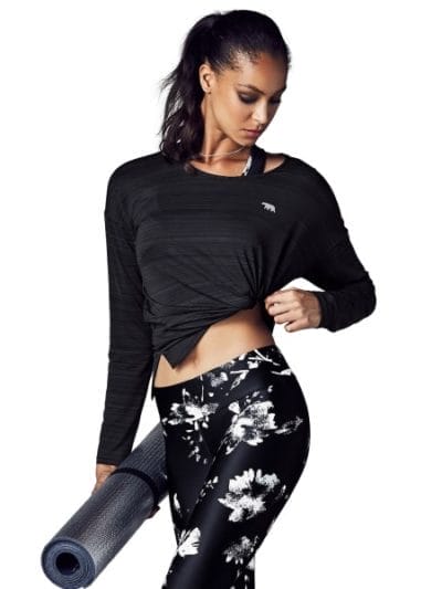 Fitness Mania - Running Bare Cosmic Long Sleeve Womens Training T-Shirt - Black Heather