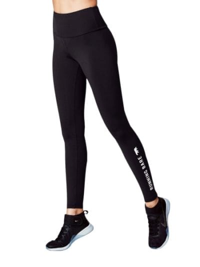 Fitness Mania - Running Bare What WOTS Womens Full Length Training Tights - Black/White