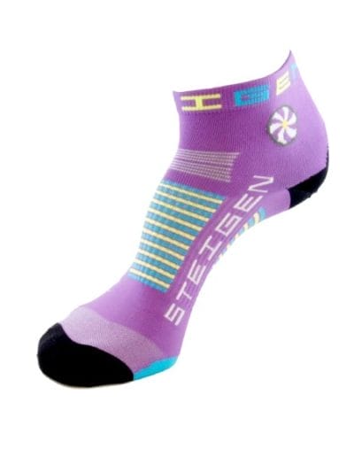 Fitness Mania - Steigen Quarter Length Running Socks - Bubblegum Purple/Blue