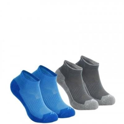 Fitness Mania - children's hiking socks MH100 mid upper Blue/Grey set of 2 pairs.