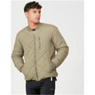 Fitness Mania - Pro-Tech Quilted Bomber Jacket - Light Olive - L - Light Olive