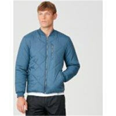Fitness Mania - Pro-Tech Quilted Bomber Jacket - Petrol Blue - L - Petrol Blue
