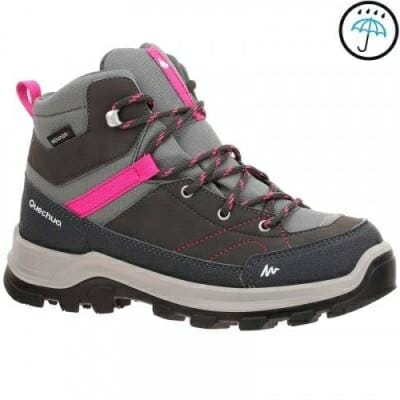 Fitness Mania - MH500 Mid Waterproof Jr Mountain Hiking Shoes - Grey/Pink