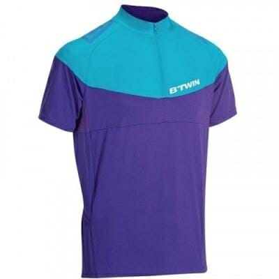 Fitness Mania - Mens Short-Sleeved MTB Jersey - 500 - Blue/Cyan