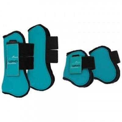 Fitness Mania - Riding Horse Riding Set of 2 Tendon + 2 Fetlock Boots for Horse - Turquoise/Blue