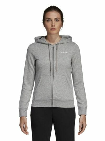 Fitness Mania - Adidas Essentials Plain Full Zip Womens Casual Hoodie - Medium Grey Heather