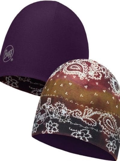 Fitness Mania - Buff Microfibre Reversible Beanie - Delhi Tobacco/Plum Purple
