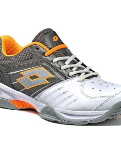 Fitness Mania - Lotto T-Tour X 600 - Mens Tennis Shoes - White/Titanium Grey/Orange