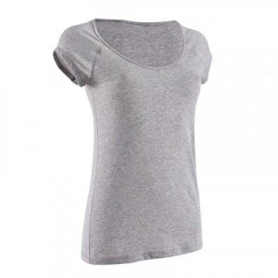 Fitness Mania - Active Women's Slim-Fit Short-Sleeved Fitness T-Shirt - Mid Mottled Grey