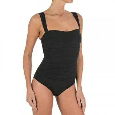 Fitness Mania - Dora Women's One-Piece Body-Sculpting Swimsuit with Flat Stomach Effect - Black