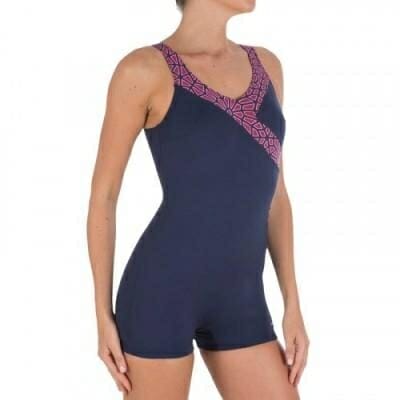 Fitness Mania - Karli women's shorty one piece body-sculpting aquafitness swimsuit - blue pink
