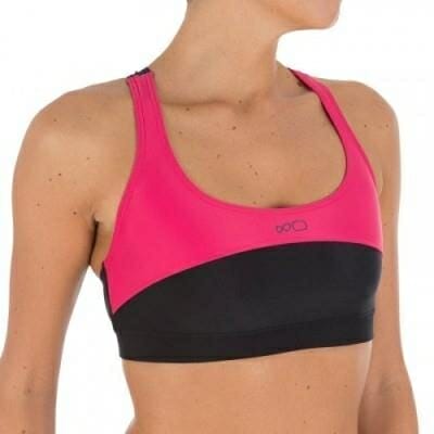 Fitness Mania - Leony swimming crop top - black and pink