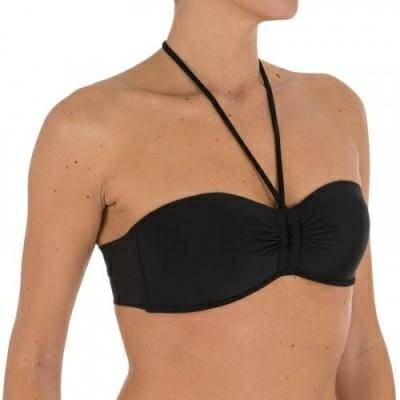 Fitness Mania - Women's Bandeau Swimsuit Top with Fixed Padded Cups - Black - Laeti