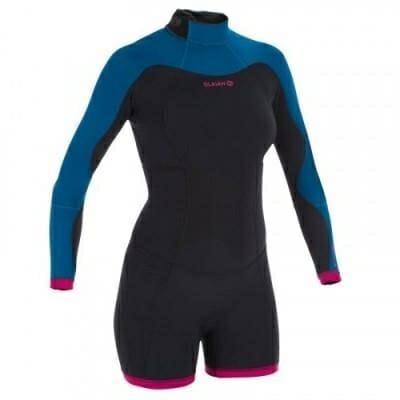 Fitness Mania - Women's Long Sleeve Shorty Wetsuit 500 2mm - Blue/Pink