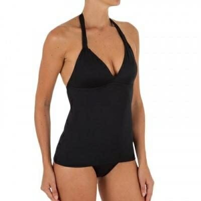 Fitness Mania - Women's Tankini Swimsuit Top with Fixed Padded Cups - Black - Ines