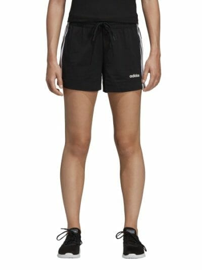 Fitness Mania - Adidas Essentials 3-Stripe Womens Cotton Shorts - Black/White