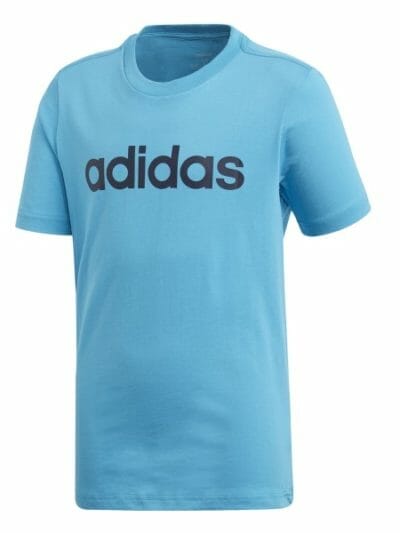 Fitness Mania - Adidas Essentials Linear Logo Kids Boys T-Shirt - Shock Cyan/Legend Ink