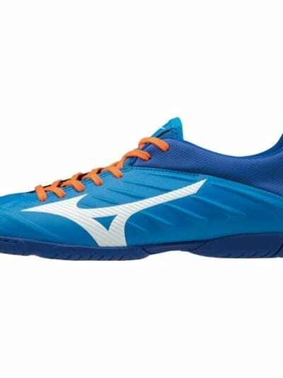 Fitness Mania - Mizuno Rebula 2 V3 - Mens Indoor Soccer/Futsal Shoes - Brilliant Blue/White/Orange