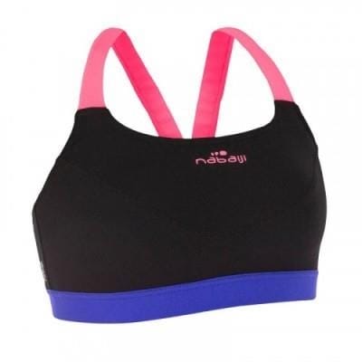 Fitness Mania - Anna Women's Chlorine-Resistant Aquabiking Crop Top - Black Pink