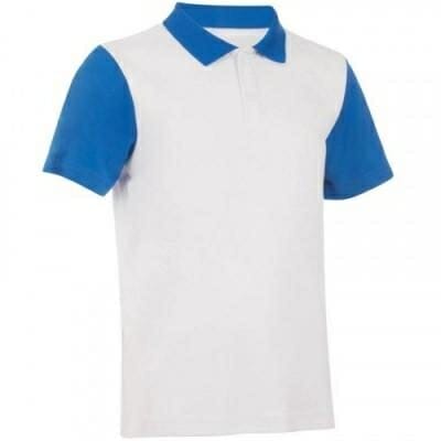 Fitness Mania - Boys' Tennis Badminton Squash Polo Shirt Soft 500 - White and Blue