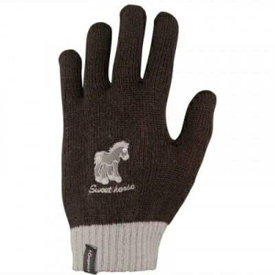 Fitness Mania - Children's Horse Riding Knitted Gloves - Brown/Beige