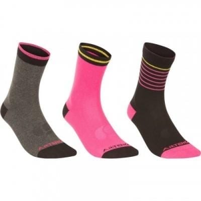 Fitness Mania - Junior High Sports Socks RS160 - 3 Pack - Black and Pink